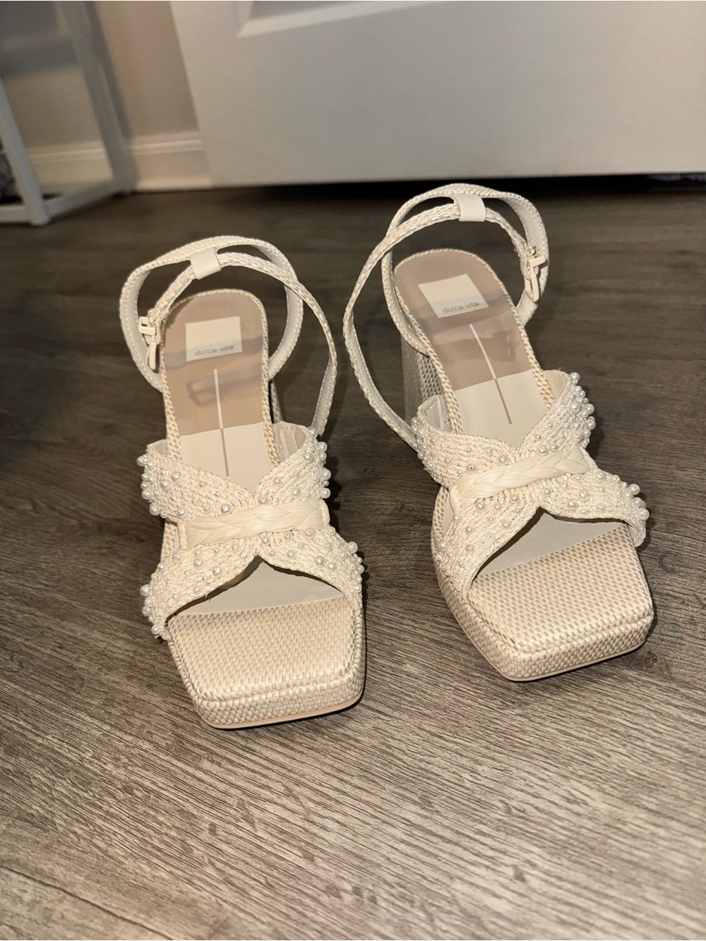 Dolce Vita Beaded Ivory Strappy Sandals